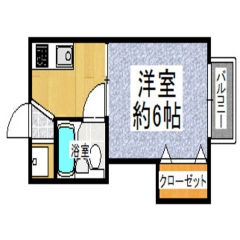 鴨川市江見西真門の物件詳細｜シーサイド江見２階１Ｋ月額３．９万円【房総不動産ネットワーク】【間取り図1】