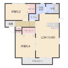 館山市那古の物件詳細｜入居予約受付中グリーンパレス無料光WiFi積水ハウス２ＬＤＫ【房総不動産ネットワーク】【間取り図1】